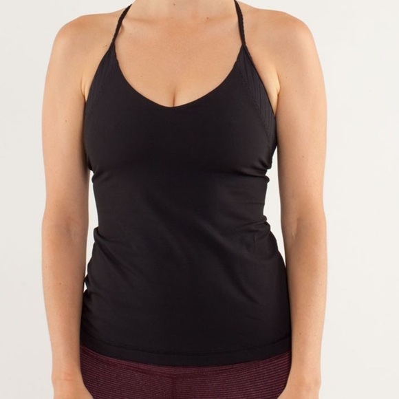 Lululemon size 8 black Aphrodite adjustable t strap tank top - Picture 1 of 7